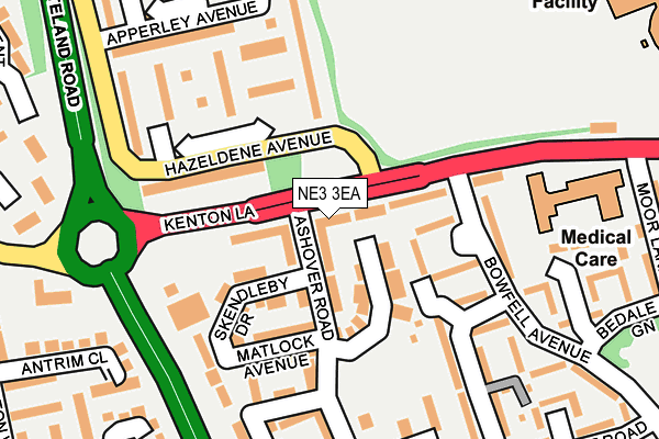 NE3 3EA map - OS OpenMap – Local (Ordnance Survey)