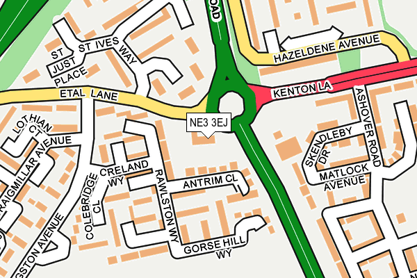 NE3 3EJ map - OS OpenMap – Local (Ordnance Survey)