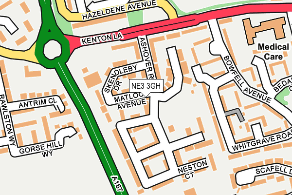 NE3 3GH map - OS OpenMap – Local (Ordnance Survey)