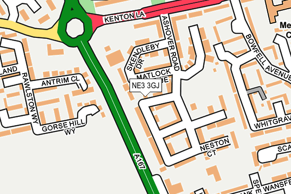 NE3 3GJ map - OS OpenMap – Local (Ordnance Survey)