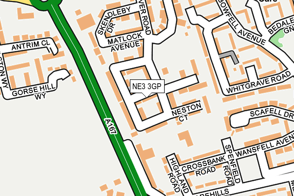 NE3 3GP map - OS OpenMap – Local (Ordnance Survey)