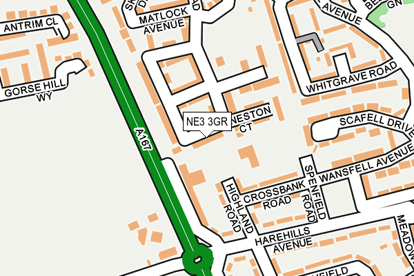 NE3 3GR map - OS OpenMap – Local (Ordnance Survey)