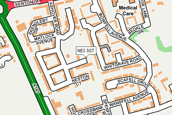 NE3 3GT map - OS OpenMap – Local (Ordnance Survey)