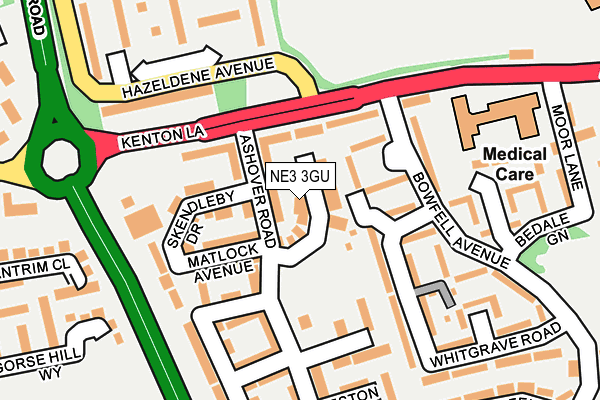 NE3 3GU map - OS OpenMap – Local (Ordnance Survey)