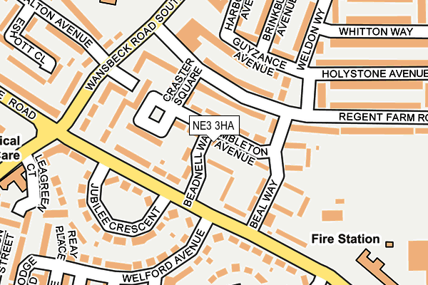 NE3 3HA map - OS OpenMap – Local (Ordnance Survey)