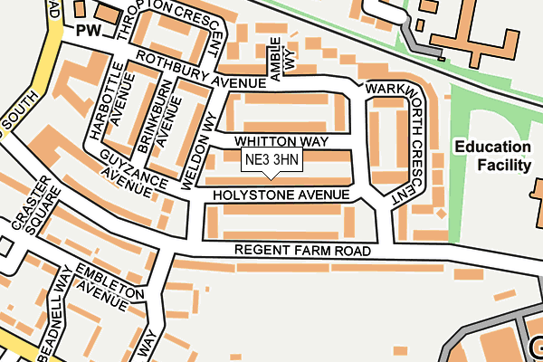 NE3 3HN map - OS OpenMap – Local (Ordnance Survey)