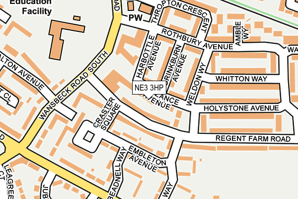 NE3 3HP map - OS OpenMap – Local (Ordnance Survey)