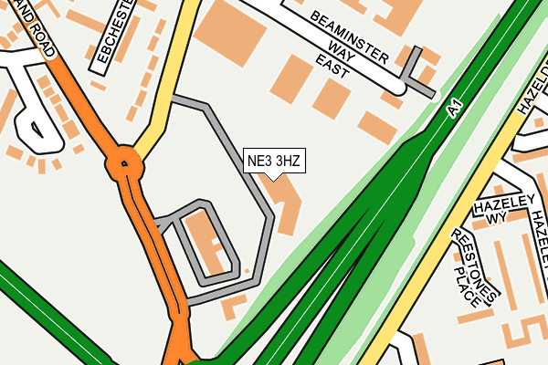 NE3 3HZ map - OS OpenMap – Local (Ordnance Survey)