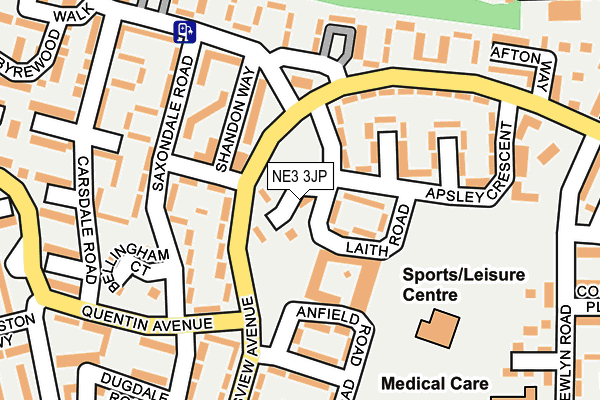 NE3 3JP map - OS OpenMap – Local (Ordnance Survey)