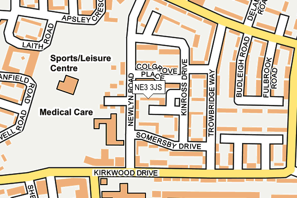 NE3 3JS map - OS OpenMap – Local (Ordnance Survey)