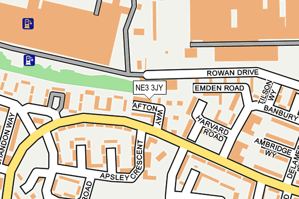 NE3 3JY map - OS OpenMap – Local (Ordnance Survey)