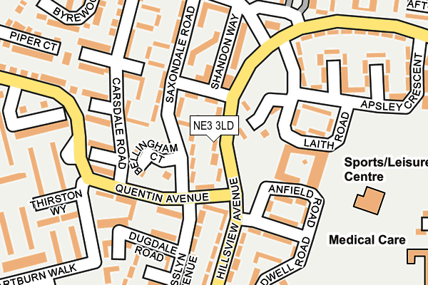 NE3 3LD map - OS OpenMap – Local (Ordnance Survey)