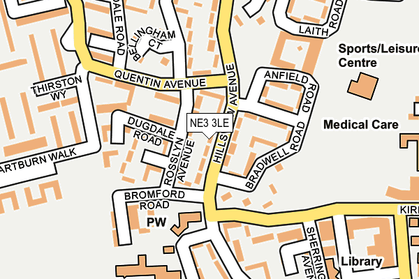 NE3 3LE map - OS OpenMap – Local (Ordnance Survey)