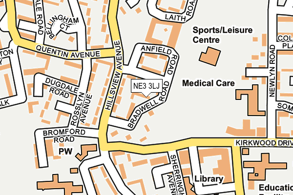 NE3 3LJ map - OS OpenMap – Local (Ordnance Survey)
