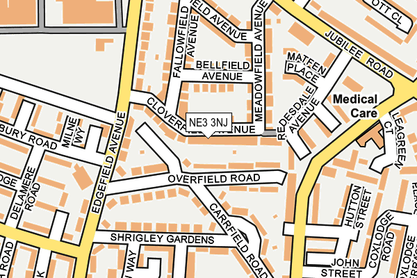 NE3 3NJ map - OS OpenMap – Local (Ordnance Survey)