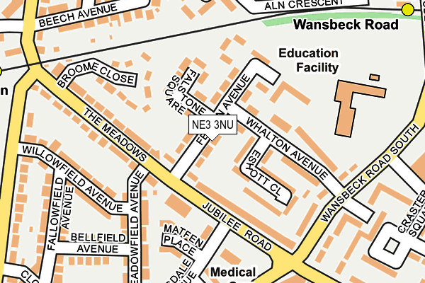 NE3 3NU map - OS OpenMap – Local (Ordnance Survey)