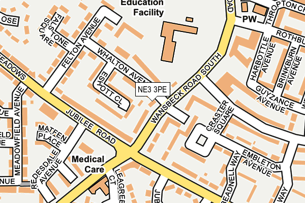 NE3 3PE map - OS OpenMap – Local (Ordnance Survey)