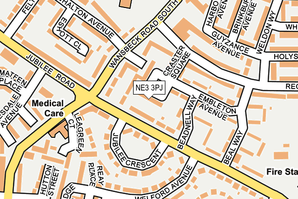 NE3 3PJ map - OS OpenMap – Local (Ordnance Survey)