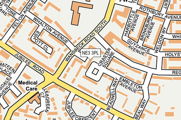 NE3 3PL map - OS OpenMap – Local (Ordnance Survey)