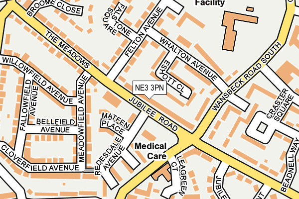 NE3 3PN map - OS OpenMap – Local (Ordnance Survey)