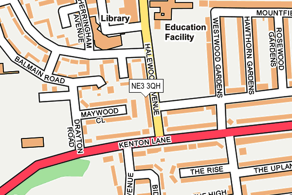 NE3 3QH map - OS OpenMap – Local (Ordnance Survey)