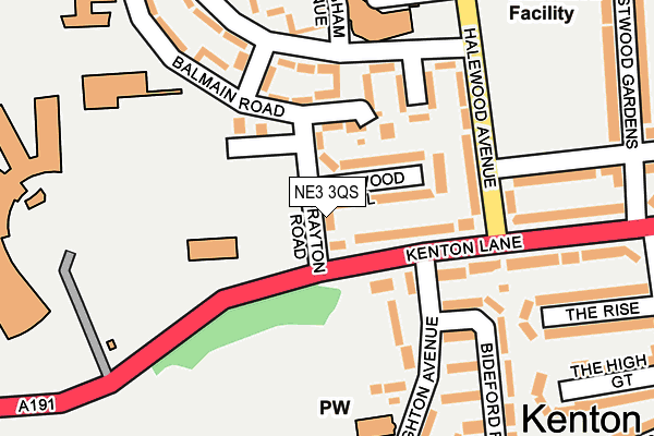 NE3 3QS map - OS OpenMap – Local (Ordnance Survey)