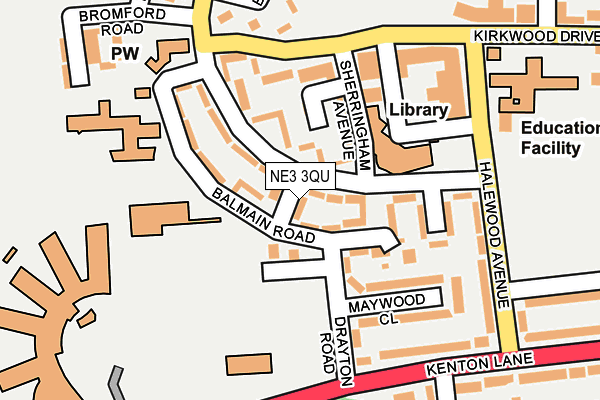 NE3 3QU map - OS OpenMap – Local (Ordnance Survey)