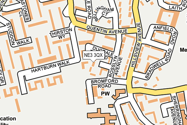NE3 3QX map - OS OpenMap – Local (Ordnance Survey)