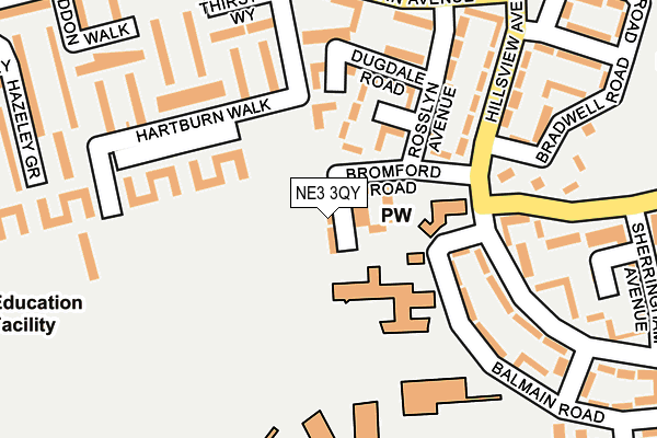 NE3 3QY map - OS OpenMap – Local (Ordnance Survey)