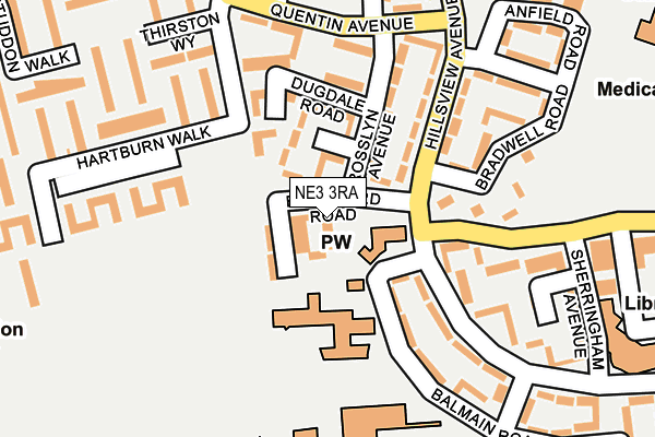NE3 3RA map - OS OpenMap – Local (Ordnance Survey)