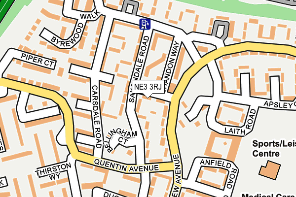 NE3 3RJ map - OS OpenMap – Local (Ordnance Survey)