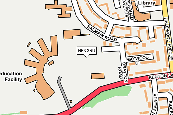 NE3 3RU map - OS OpenMap – Local (Ordnance Survey)