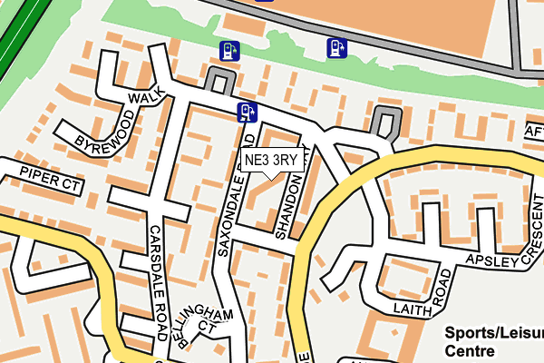NE3 3RY map - OS OpenMap – Local (Ordnance Survey)
