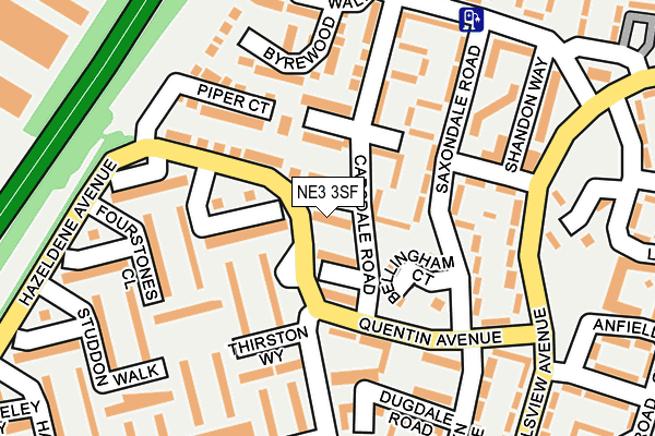 NE3 3SF map - OS OpenMap – Local (Ordnance Survey)