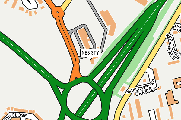 NE3 3TY map - OS OpenMap – Local (Ordnance Survey)