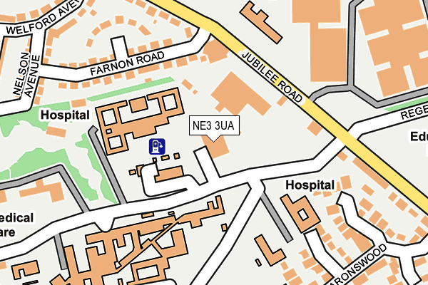 NE3 3UA map - OS OpenMap – Local (Ordnance Survey)