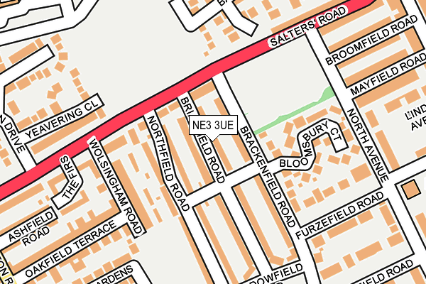 NE3 3UE map - OS OpenMap – Local (Ordnance Survey)