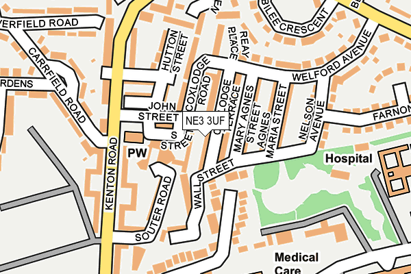 NE3 3UF map - OS OpenMap – Local (Ordnance Survey)