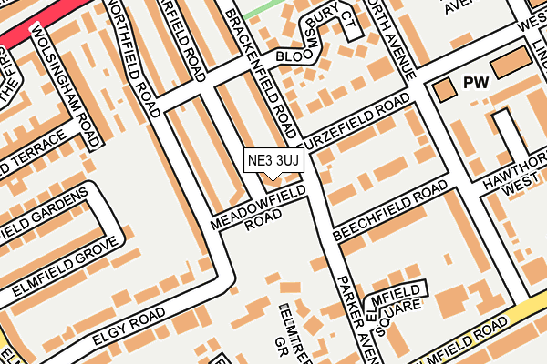 NE3 3UJ map - OS OpenMap – Local (Ordnance Survey)