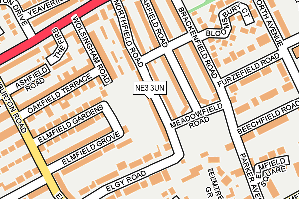 NE3 3UN map - OS OpenMap – Local (Ordnance Survey)
