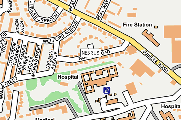 NE3 3US map - OS OpenMap – Local (Ordnance Survey)