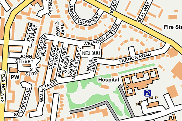 NE3 3UU map - OS OpenMap – Local (Ordnance Survey)