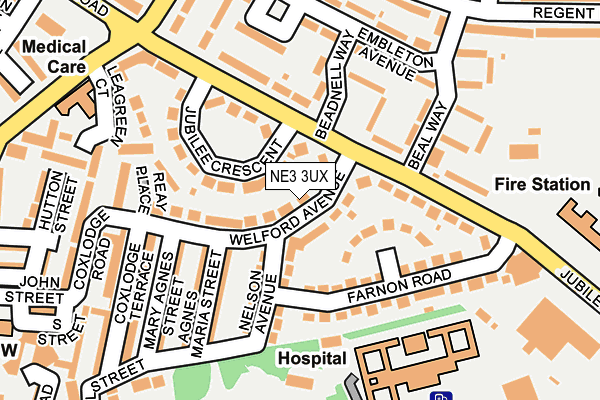 NE3 3UX map - OS OpenMap – Local (Ordnance Survey)