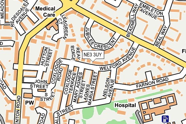 NE3 3UY map - OS OpenMap – Local (Ordnance Survey)