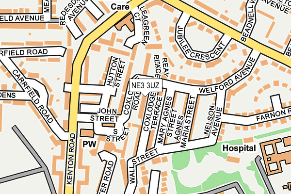 NE3 3UZ map - OS OpenMap – Local (Ordnance Survey)