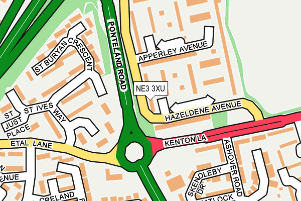 NE3 3XU map - OS OpenMap – Local (Ordnance Survey)