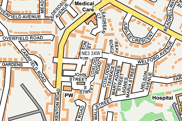 NE3 3XW map - OS OpenMap – Local (Ordnance Survey)