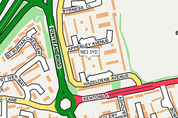NE3 3YD map - OS OpenMap – Local (Ordnance Survey)