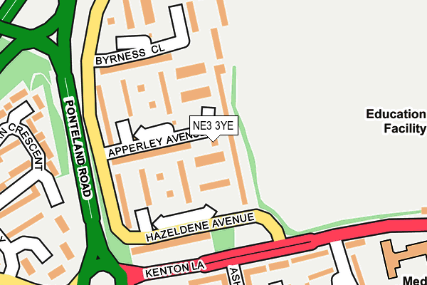 NE3 3YE map - OS OpenMap – Local (Ordnance Survey)