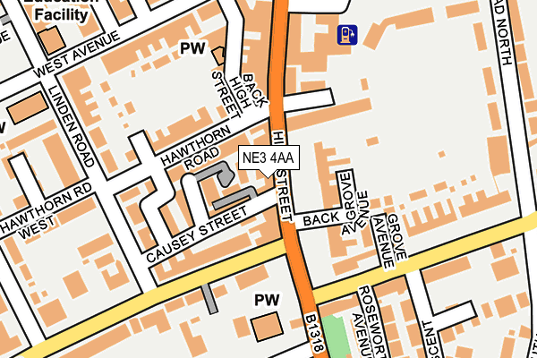 NE3 4AA map - OS OpenMap – Local (Ordnance Survey)